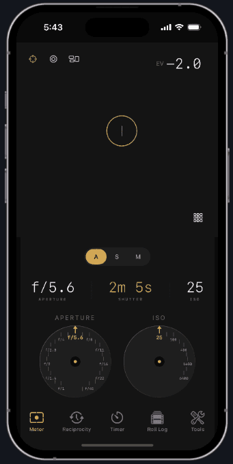 Analogly Light Meter Screen