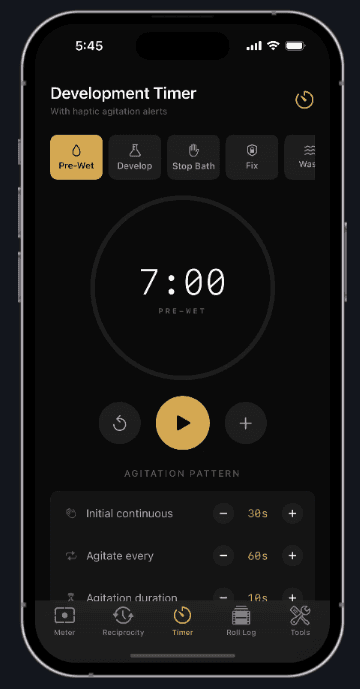 Analogly Development Timer Screen